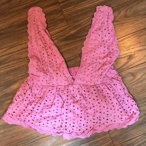 Eyelet Peplum Backless Top